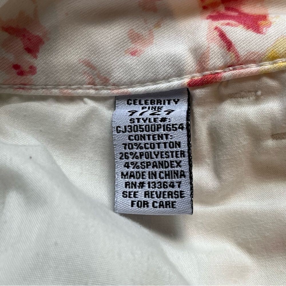 Celebrity Pink Women's Shorts Cotton Blend White, yellow, pink, multi Size 9 - Picture 4 of 8